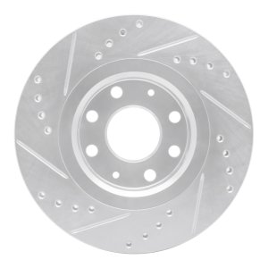Chevrolet AVEO Brake Rotor (1) - Front Right - R1 Concepts - Drilled & Slotted - Silver - `04-`17